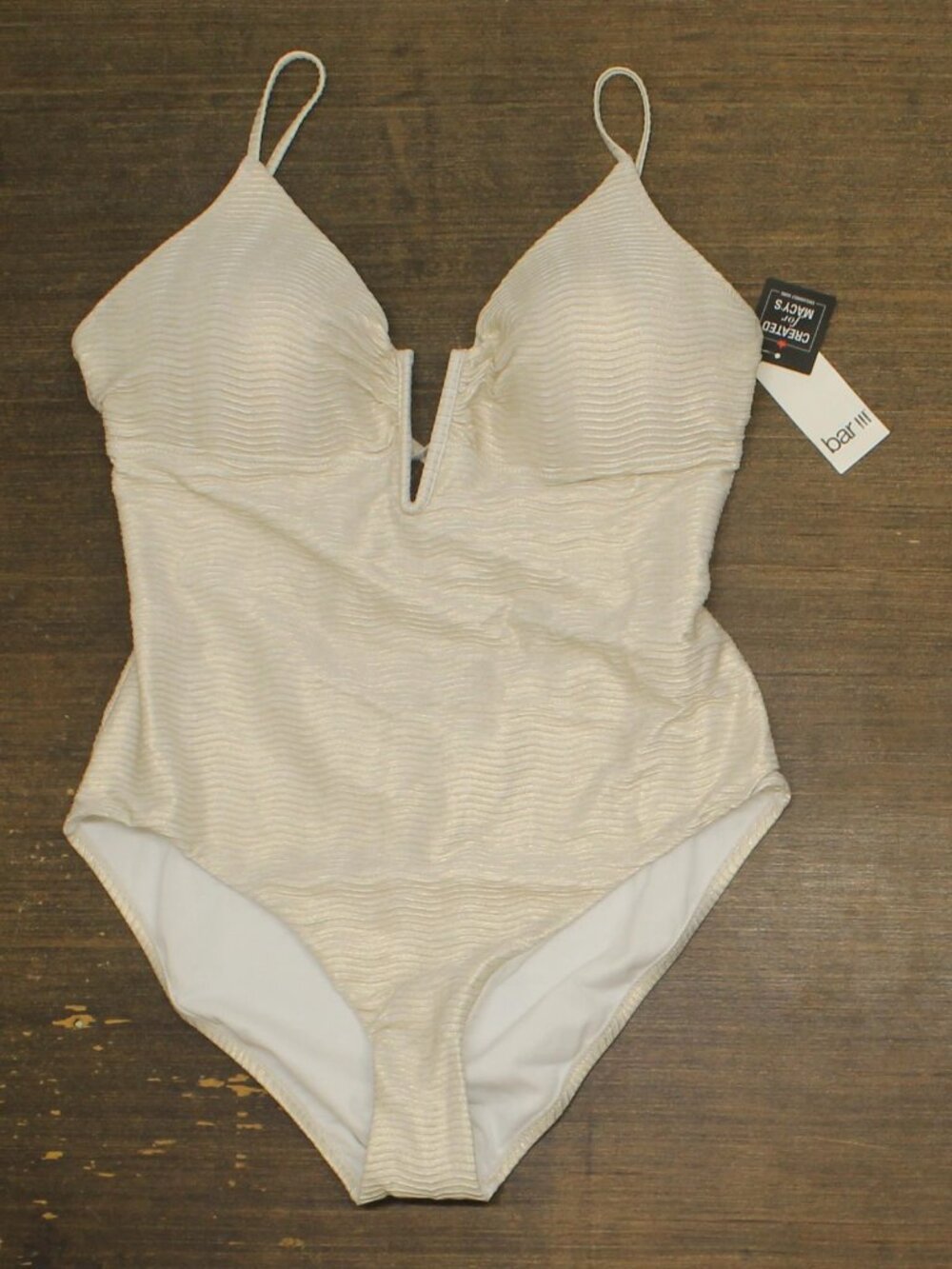 Bar Iii Gold Bar Iii V Wire Plunge Neck One Piece Swimsuit Mbre25249 Sz XL